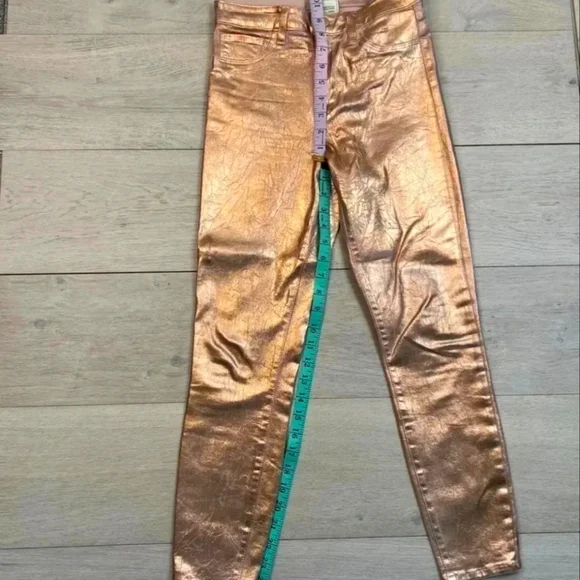 L'AGENCE Margot High Rise Skinny in Petal & Light Rose Gold Foil Sz 25 - Picture 11 of 12